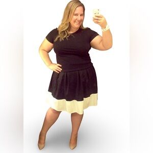 ASOS Curve Skirt Black and White Gathered Jersey Size 20 Skater Skirt Stretch